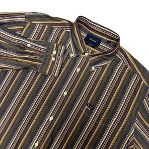 Facconable Men's Striped Oxford Button‎ Up Shirt Size XXL Colorful